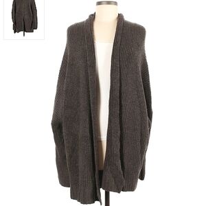 Aerie America Eagle AEO Grey Think Knit Cardigan Sweater Women's Medium M EUC